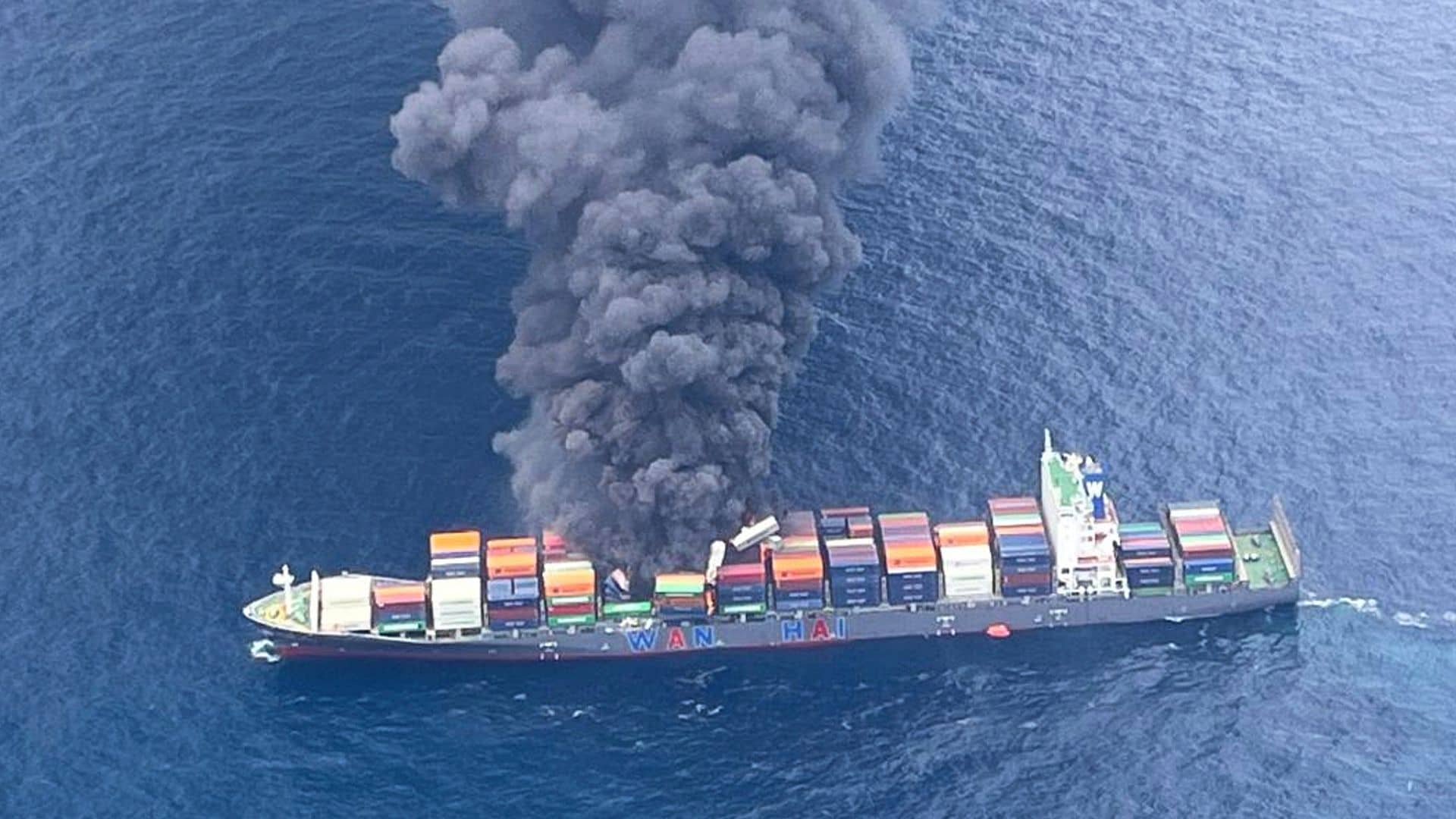 Fire on cargo ship sparks fears of  ‘ecological disaster’